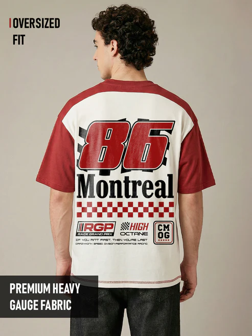 streetwear model wearing oversized graphic t shirt